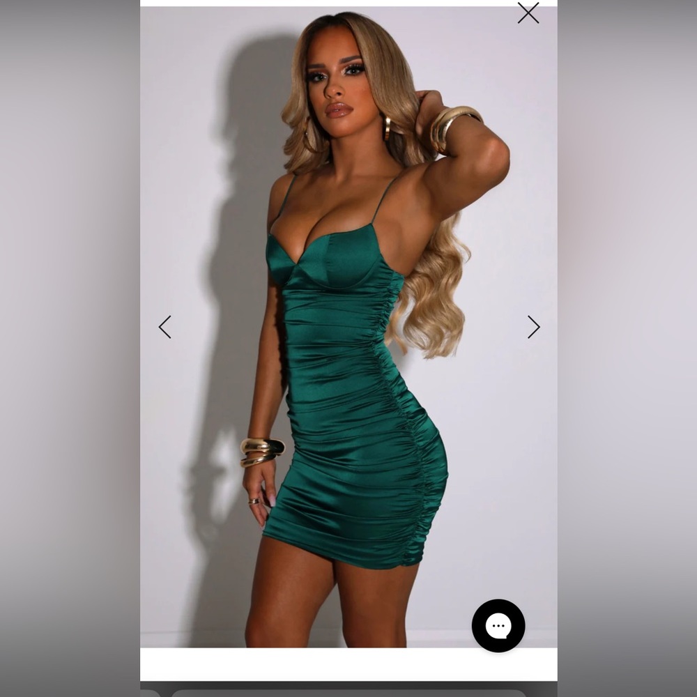 BABYBOO DAYNA MINI DRESS EMERALD GREEN NWT